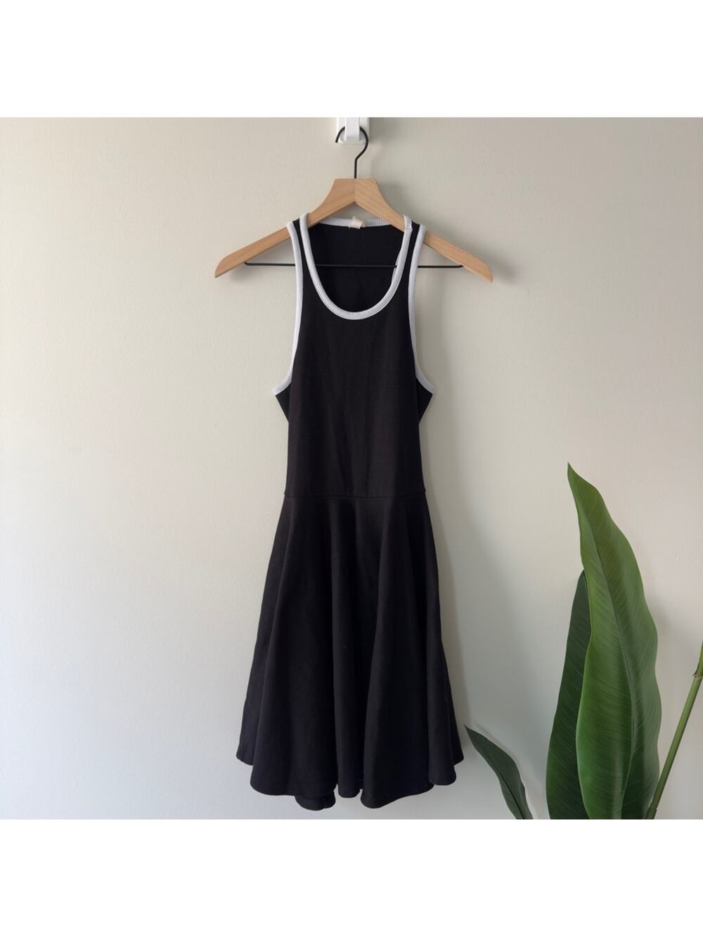 Anthropologie Daily Practice Cutout Back Black White A-Line Mini Dress Athletic